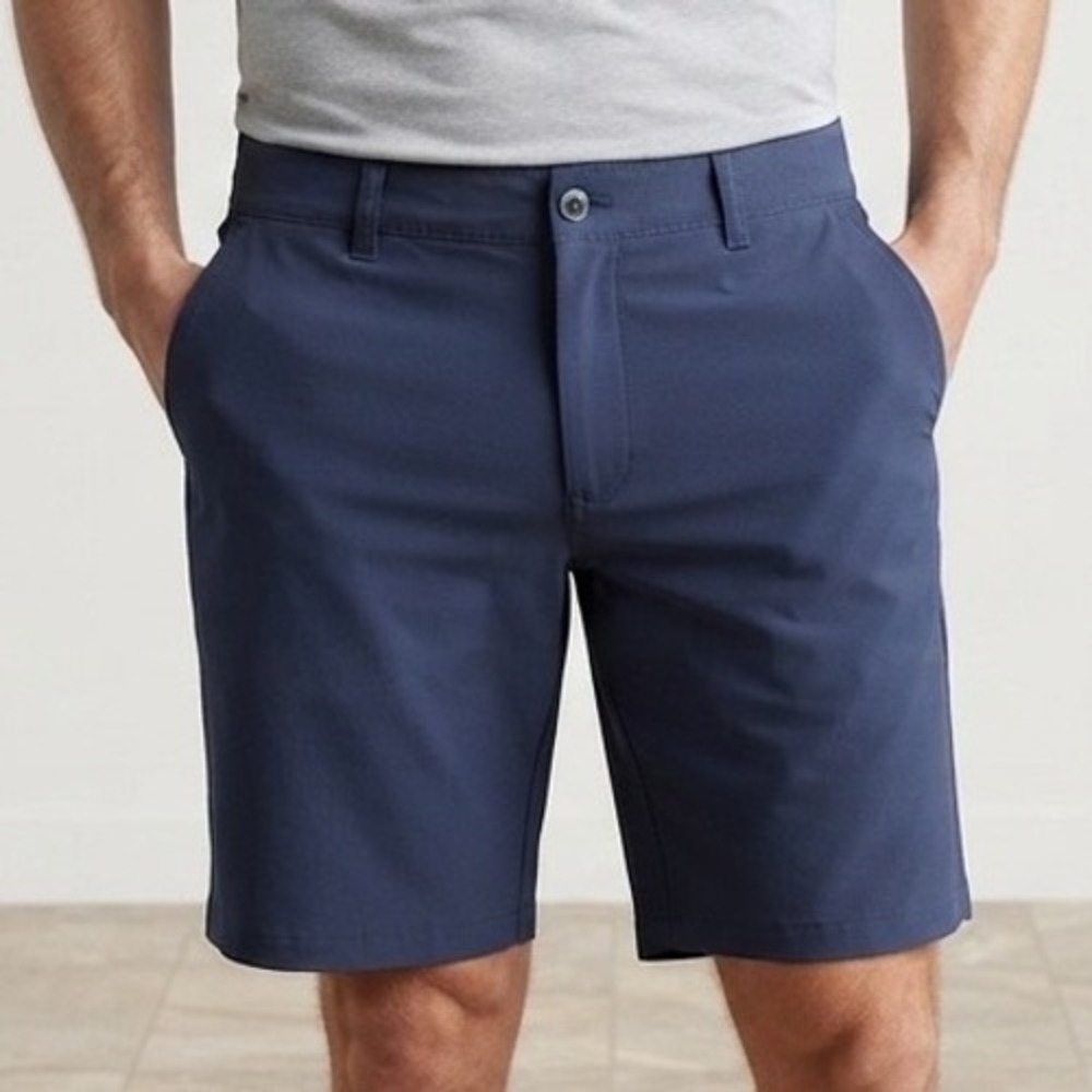 Hawke & Co Mens Performance Golf Shorts Navy Blue W40 Stretch Flat Front